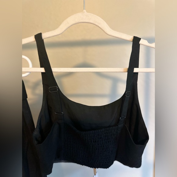 House Of Harlow 1960 Linen Blend Cropped Tank and Pant Set, Black - Picture 2 of 6